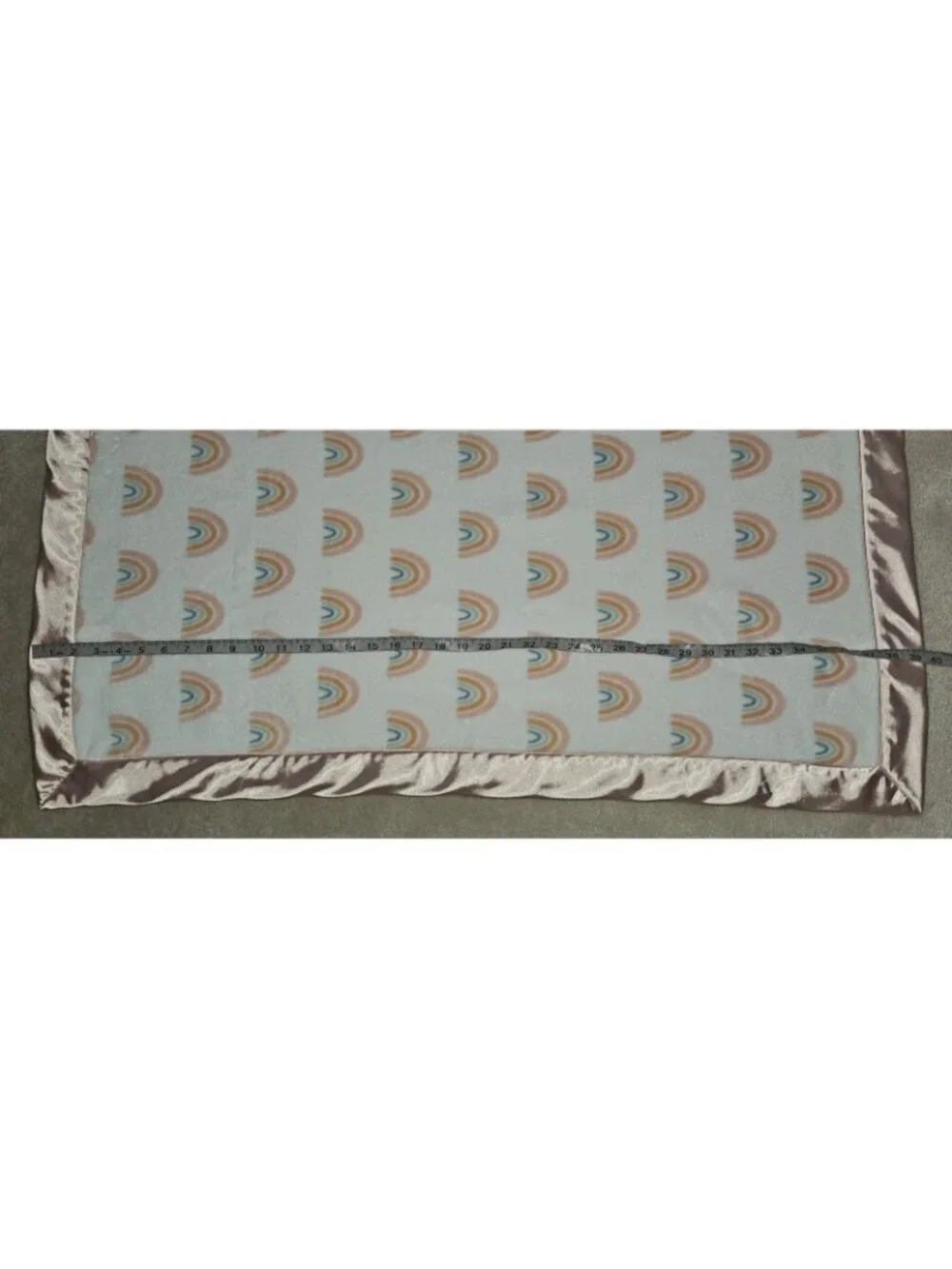 Nordstrom Rainbow Baby Blanket White Fleece Pink Satin Trim Peach Blue 28x39